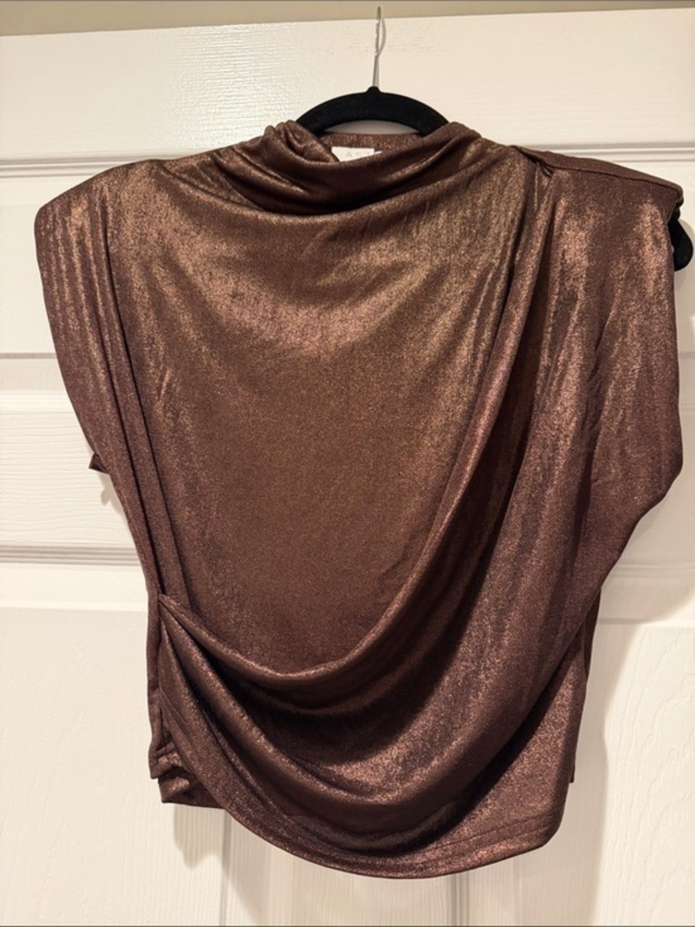 NWOT Astr Shimmery Metallic Brown Draped Cowl Neck Top Size XS - Picture 1 of 8